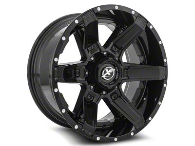 XF Offroad XF-214 Gloss Black with Gloss Black Inserts Wheel; 20x10; -12mm Offset (84-01 Jeep Cherokee XJ)