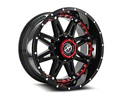 XF Offroad XF-217 Gloss Black with Red Inserts Wheel; 20x10; -24mm Offset (84-01 Jeep Cherokee XJ)