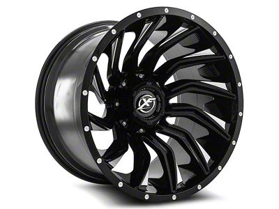 XF Offroad XF-224 Gloss Black Milled Wheel; 22x12; -44mm Offset (76-86 Jeep CJ5 & CJ7)