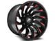 XF Offroad XF-224 Gloss Black Red Milled Wheel; 22x12; -44mm Offset (76-86 Jeep CJ5 & CJ7)