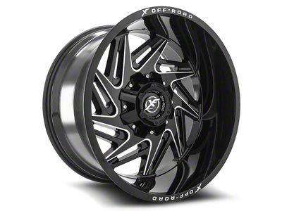 XF Offroad XF-203 Gloss Black and Milled Wheel; 18x9; -12mm Offset (20-24 Jeep Gladiator JT)