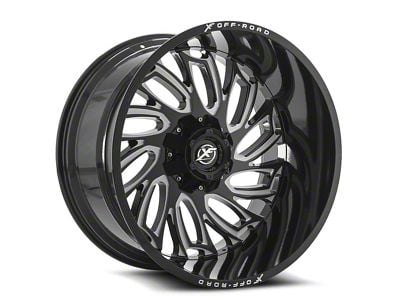 XF Offroad XF-207 Gloss Black and Milled Wheel; 20x10; -12mm Offset (20-24 Jeep Gladiator JT)