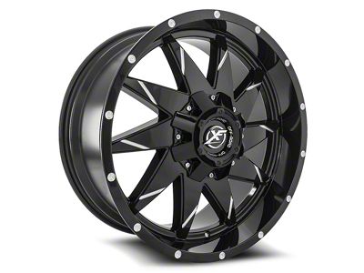 XF Offroad XF-208 Gloss Black and Milled Wheel; 20x9; 0mm Offset (20-24 Jeep Gladiator JT)