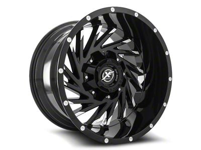 XF Offroad XF-209 Gloss Black and Machined Wheel; 20x10; -12mm Offset (20-24 Jeep Gladiator JT)