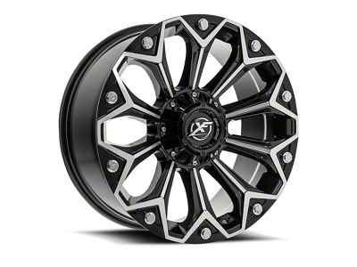 XF Offroad XF-212 Gloss Black and Machined Wheel; 22x12; -44mm Offset (20-24 Jeep Gladiator JT)