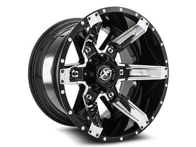 XF Offroad XF-214 Gloss Black with Chrome Inserts Wheel; 20x10; -24mm Offset (20-24 Jeep Gladiator JT)