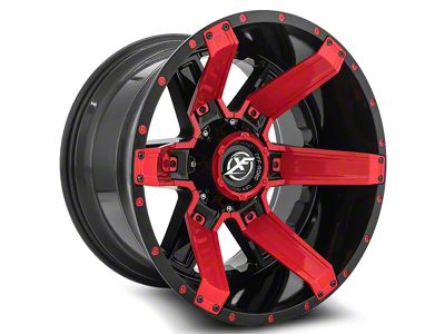 XF Offroad XF-214 Gloss Black with Red Inserts Wheel; 20x10; -12mm Offset (20-24 Jeep Gladiator JT)