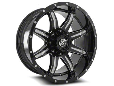 XF Offroad XF-215 Gloss Black and Milled Wheel; 20x10; -12mm Offset (20-24 Jeep Gladiator JT)