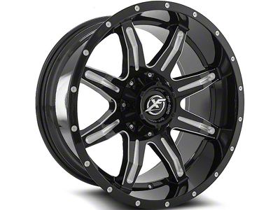 XF Offroad XF-215 Gloss Black Milled Wheel; 20x10; -12mm Offset (20-24 Jeep Gladiator JT)