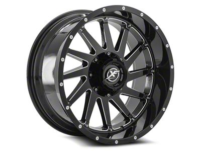 XF Offroad XF-216 Gloss Black and Milled Wheel; 20x10; -12mm Offset (20-24 Jeep Gladiator JT)