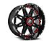 XF Offroad XF-217 Gloss Black with Red Inserts Wheel; 20x10; -12mm Offset (20-24 Jeep Gladiator JT)