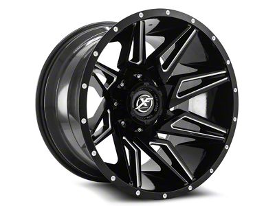 XF Offroad XF-218 Gloss Black and Milled Wheel; 20x10; -12mm Offset (20-24 Jeep Gladiator JT)