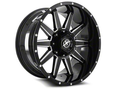 XF Offroad XF-219 Gloss Black and Milled Wheel; 20x12; -44mm Offset (20-24 Jeep Gladiator JT)