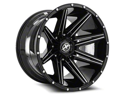 XF Offroad XF-220 Gloss Black Milled Wheel; 22x12; -44mm Offset (20-24 Jeep Gladiator JT)