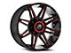 XF Offroad XF-220 Gloss Black and Red Milled Wheel; 17x9; 12mm Offset (20-24 Jeep Gladiator JT)