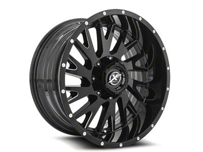 XF Offroad XF-221 Gloss Black and Milled Wheel; 20x10; -12mm Offset (20-24 Jeep Gladiator JT)