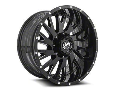 XF Offroad XF-221 Gloss Black and Milled Wheel; 20x12; -44mm Offset (20-24 Jeep Gladiator JT)