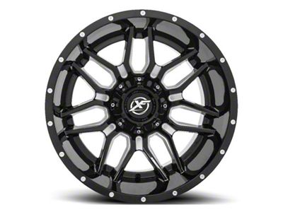 XF Offroad XF-222 Gloss Black Milled Wheel; 20x9 (20-24 Jeep Gladiator JT)