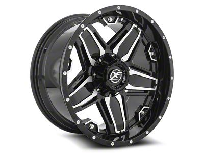 XF Offroad XF-223 Gloss Black and Machined Wheel; 20x10; -12mm Offset (20-24 Jeep Gladiator JT)