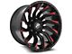 XF Offroad XF-224 Gloss Black and Red Milled Wheel; 20x10; -24mm Offset (20-25 Jeep Gladiator JT)