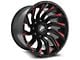 XF Offroad XF-224 Gloss Black and Red Milled Wheel; 20x9; 0mm Offset (20-24 Jeep Gladiator JT)