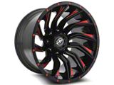 XF Offroad XF-224 Gloss Black Red Milled Wheel; 22x12; -44mm Offset (20-24 Jeep Gladiator JT)