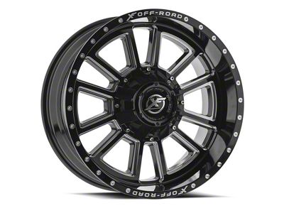 XF Offroad XF-225 Gloss Black and Milled Wheel; 17x10; -12mm Offset (20-24 Jeep Gladiator JT)