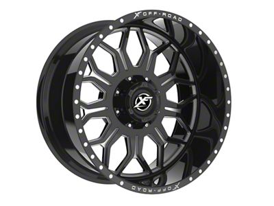 XF Offroad XF-227 Gloss Black and Milled Wheel; 20x10; -12mm Offset (20-24 Jeep Gladiator JT)