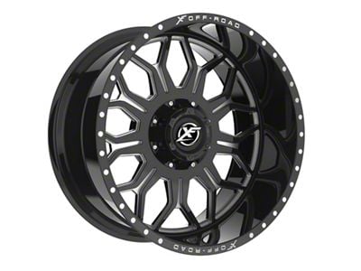 XF Offroad XF-227 Gloss Black and Milled Wheel; 20x12; -44mm Offset (20-24 Jeep Gladiator JT)