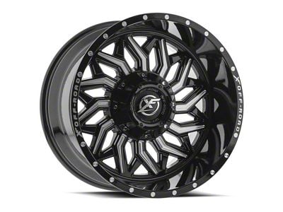 XF Offroad XF-228 Gloss Black and Milled Wheel; 20x10; -12mm Offset (20-24 Jeep Gladiator JT)