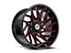 XF Offroad XF-229 Gloss Black and Red Milled Wheel; 20x12; -44mm Offset (20-24 Jeep Gladiator JT)