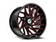 XF Offroad XF-229 Gloss Black and Red Milled Wheel; 20x9; 0mm Offset (20-25 Jeep Gladiator JT)