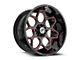 XF Offroad XF-233 Gloss Black and Red Milled Wheel; 20x10; -12mm Offset (20-24 Jeep Gladiator JT)