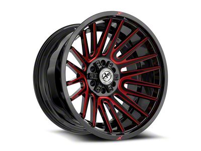 XF Offroad XF-234 Gloss Black and Red Machined Wheel; 17x9; 0mm Offset (20-24 Jeep Gladiator JT)