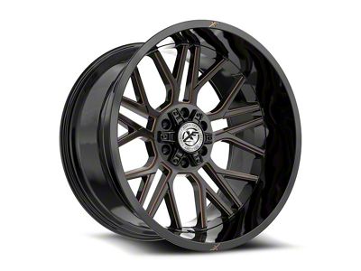 XF Offroad XF-235 Gloss Black and Bronze Milled Wheel; 20x12; -44mm Offset (20-24 Jeep Gladiator JT)