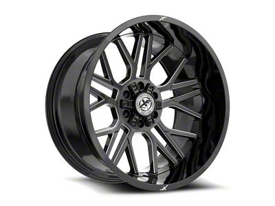 XF Offroad XF-235 Gloss Black and Milled Wheel; 20x12; -44mm Offset (20-24 Jeep Gladiator JT)