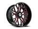 XF Offroad XF-235 Gloss Black and Red Milled Wheel; 20x10; -24mm Offset (20-25 Jeep Gladiator JT)