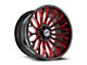 XF Offroad XF-237 Gloss Black and Red Milled Wheel; 20x12; -44mm Offset (20-24 Jeep Gladiator JT)