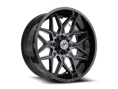 XF Offroad XF-238 Gloss Black and Machined Titanium Double Dark Tint Wheel; 20x10; -24mm Offset (20-24 Jeep Gladiator JT)