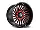 XF Offroad XF-239 Gloss Black and Red Machined Wheel; 24x12; -44mm Offset (20-24 Jeep Gladiator JT)