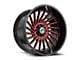 XF Offroad XF-239 Gloss Black and Red Machined Wheel; 26x12; -44mm Offset (20-24 Jeep Gladiator JT)