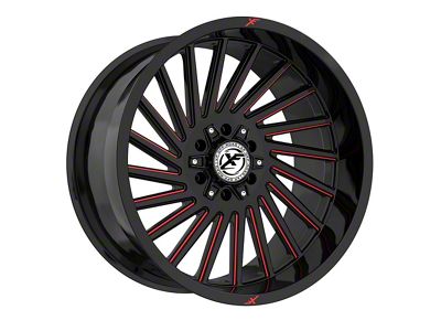 XF Offroad XF-239 Gloss Black and Red Milled Wheel; 20x9; 12mm Offset (20-25 Jeep Gladiator JT)