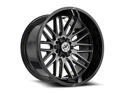 XF Offroad XF-240 Gloss Black and Brushed Double Dark Tint Wheel; 18x9; 12mm Offset (20-24 Jeep Gladiator JT)