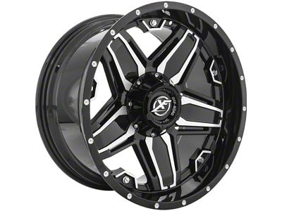 XF Offroad XF-223 Gloss Black Machined Wheel; 20x12; -44mm Offset (07-18 Jeep Wrangler JK)