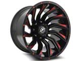 XF Offroad XF-224 Gloss Black Red Milled Wheel; 20x9; 12mm Offset (07-18 Jeep Wrangler JK)