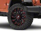 XF Offroad XF-224 Gloss Black Red Milled Wheel; 22x12; -44mm Offset (07-18 Jeep Wrangler JK)