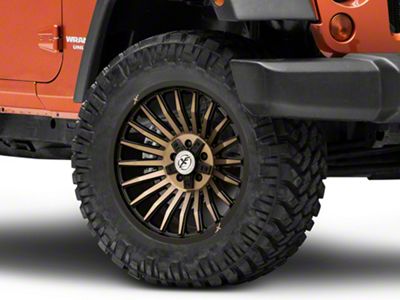 XF Offroad XF-231 Satin Black Machined with Bronze Double Dark Tint Wheel; 20x10; -24mm Offset (07-18 Jeep Wrangler JK)