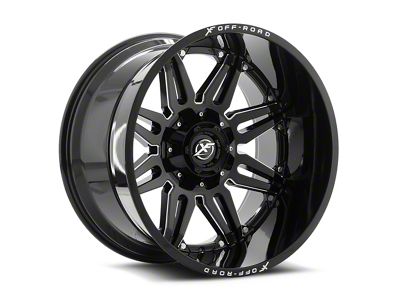 XF Offroad XF-204 Gloss Black and Milled Wheel; 24x14; -76mm Offset (18-24 Jeep Wrangler JL)