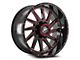 XF Offroad XF-216 Gloss Black and Red Milled Wheel; 20x10; -24mm Offset (07-18 Jeep Wrangler JK)