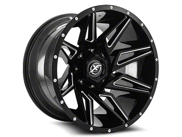 XF Offroad XF-218 Gloss Black Milled Wheel; 20x9 (18-24 Jeep Wrangler JL)